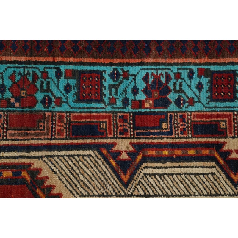 Hand Knotted Oriental 100% Wool Carpet Traditional Tribal Beige & Ivories Ardebil Runner Rug - 11' 11'' X 3' 3''