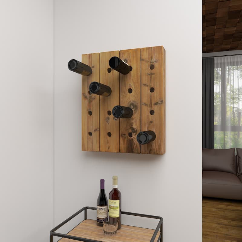Wood Wall Wine Rack - Brown - Roche River Decor