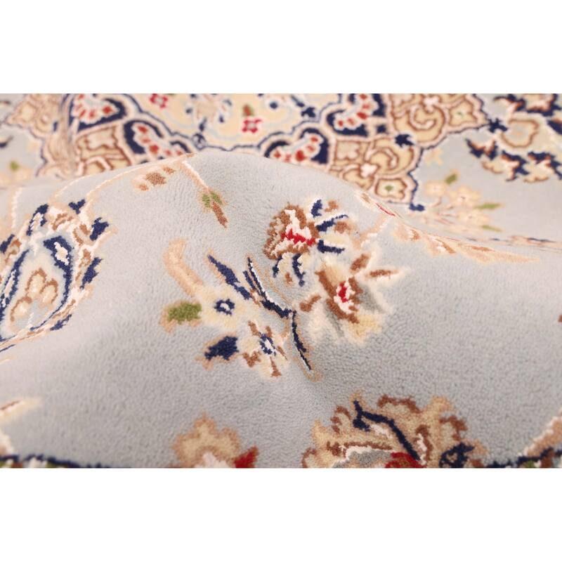 ECARPETGALLERY Hand-knotted Nain Grey Silk, Wool Rug - 5'2 x 5'2