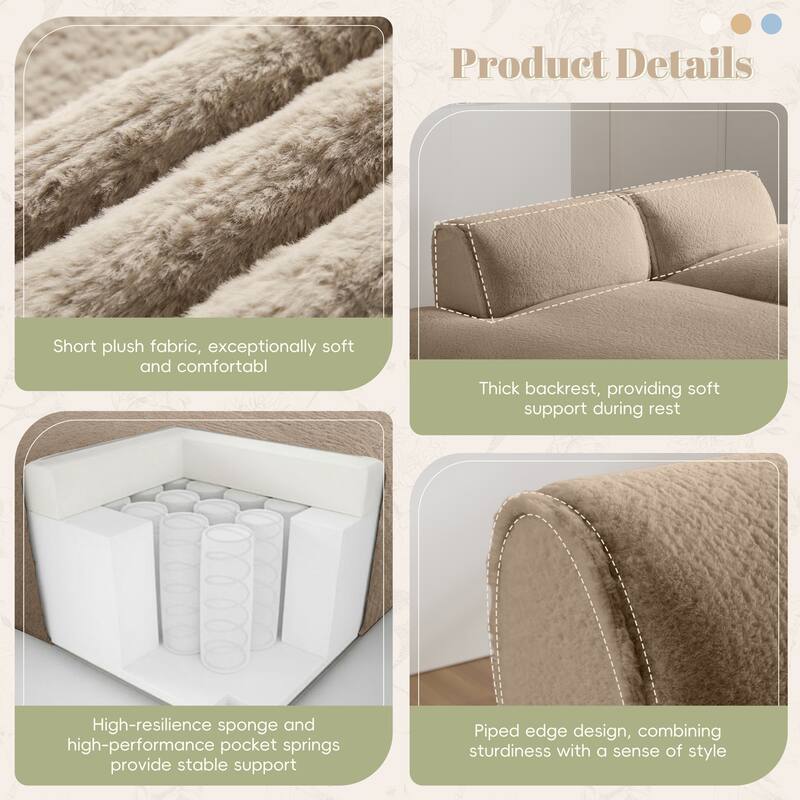 90" Plush Fabric Modular Sectional Sofa with High-Density Foam & Pocket Springs,and 2-Piece Fully Compressed Design