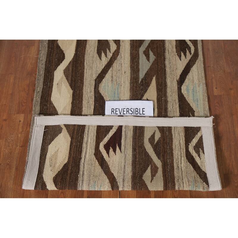 Striped Kilim Oriental Accent Rug Hand-Woven Wool Carpet - 3'0"x 5'0"