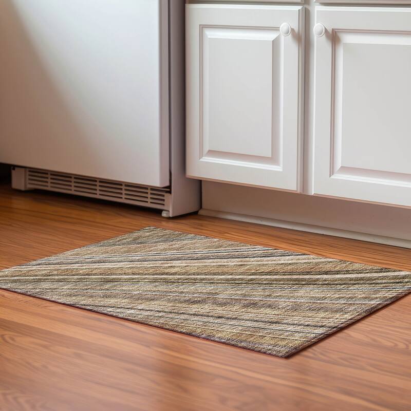 Premium Washable Super Soft Modern Flow Mayfield Rug - Taupe - 1'8" x 2'6"
