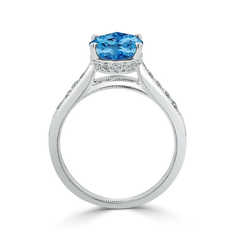 Auriya 3 1/3ct Fancy Oval Swiss Blue Topaz and Diamond Engagement Ring 1/4ctw 14k Gold