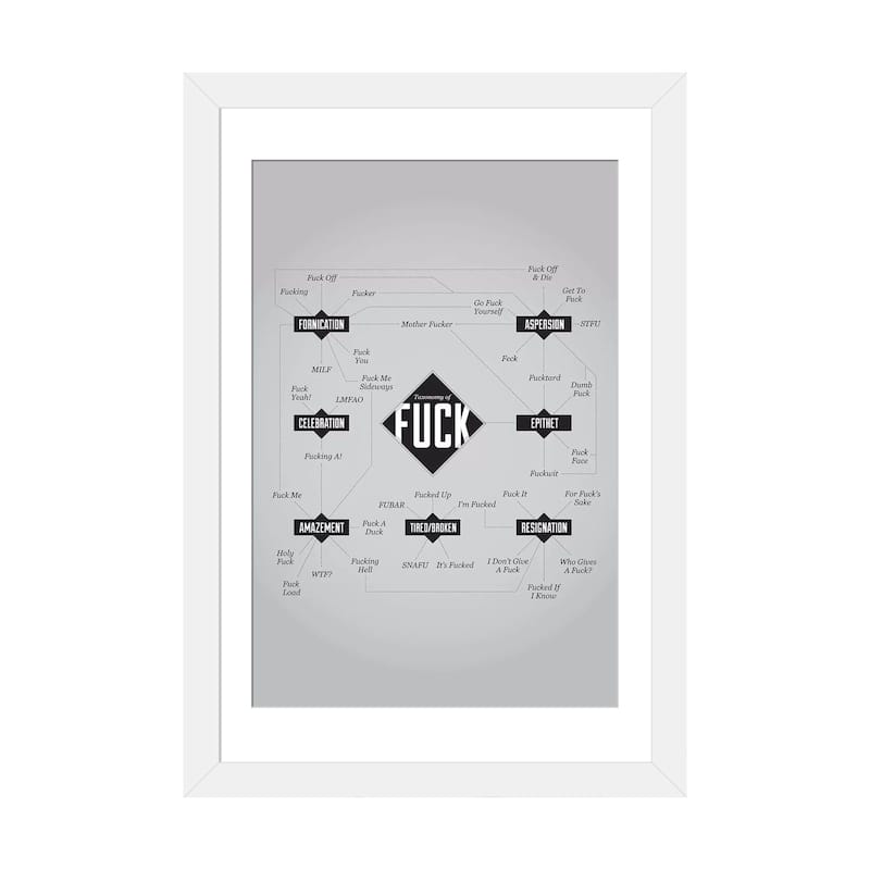 iCanvas "F-ck" by Stephen Wildish - White - 24x16x1