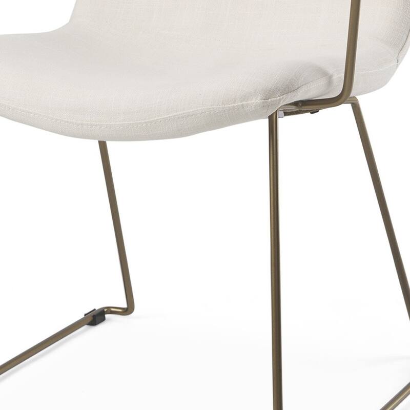 HomeRoots Beige and Gold Fabric and Wood Dining Arm Chair - 24.80 in. x 34.65 in. x 22.44 in.