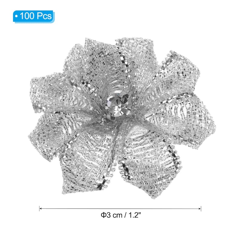 100Pcs Small Ribbon Flowers Satin Ribbon Flowers Mini Fabric Flower - 3cm