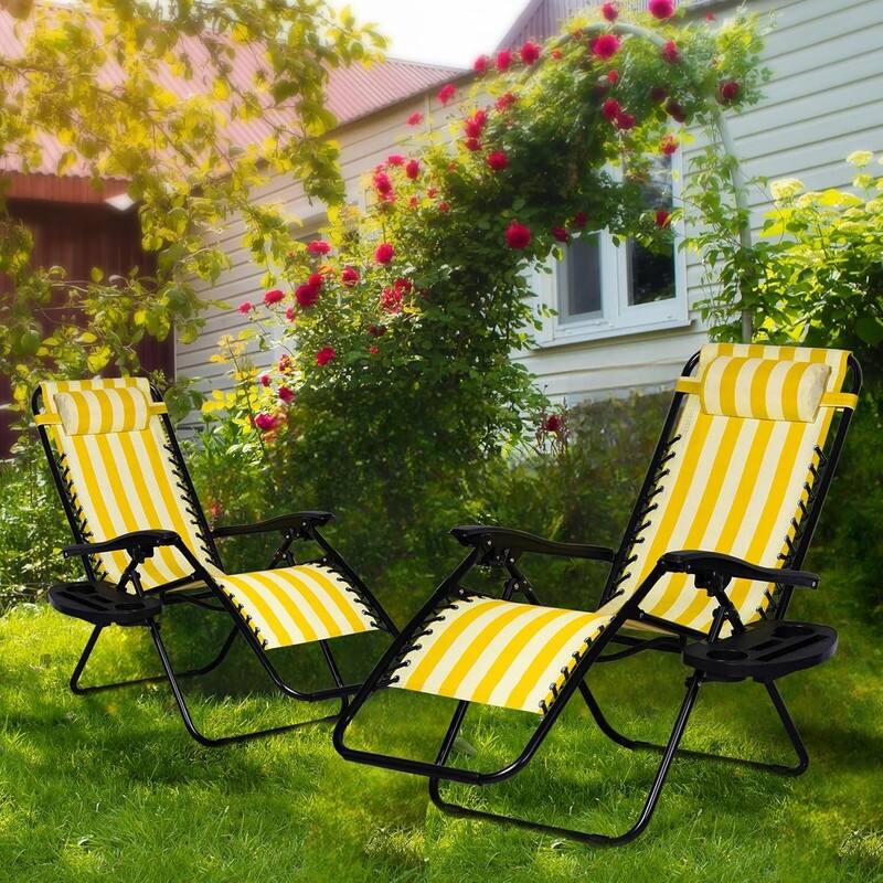 Set of 2 Relaxing Recliners Patio Chairs Adjustable Chair