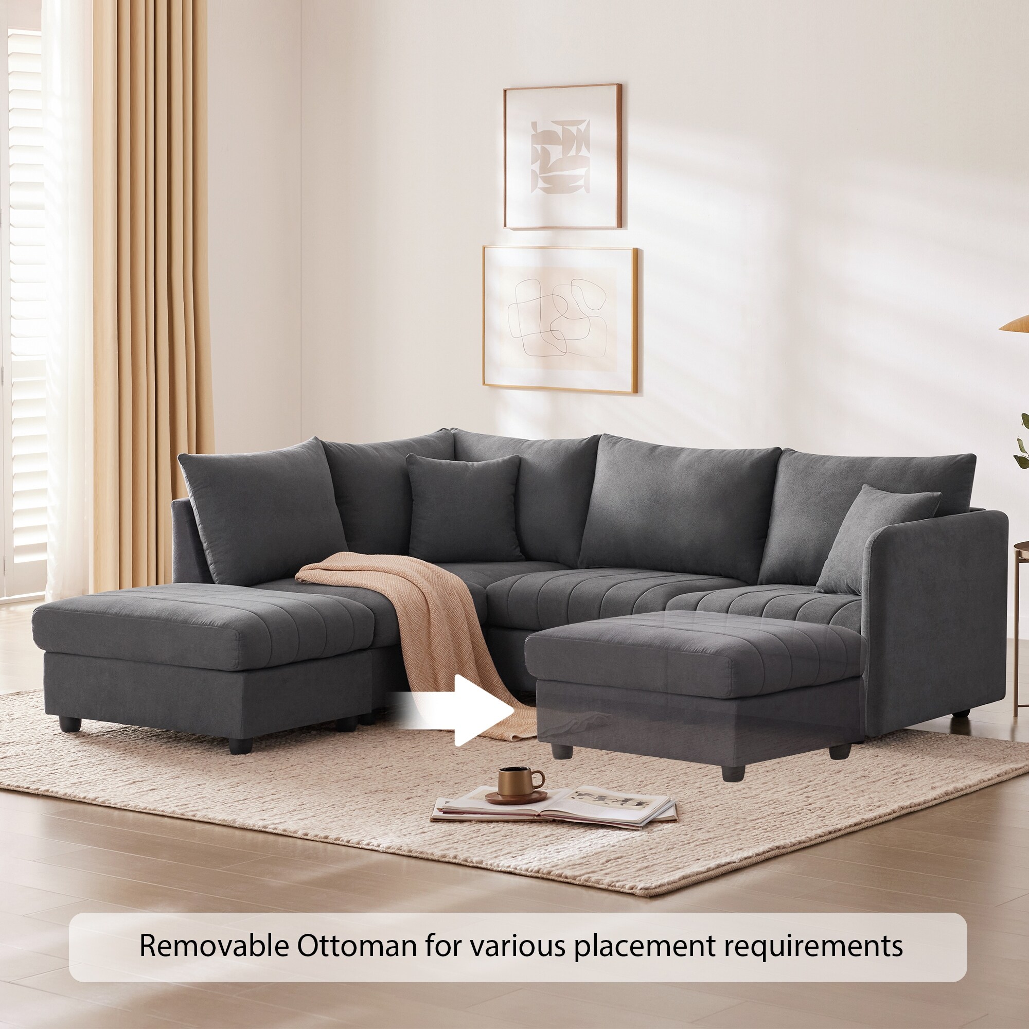最新の激安 89 inch L-Shape Sectional Sofa Modern 5-Seat Couches Sets その他