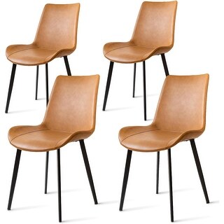 Modern PU Leather Dining Chairs with Metal Legs, Set of 4 for Kitchen ...