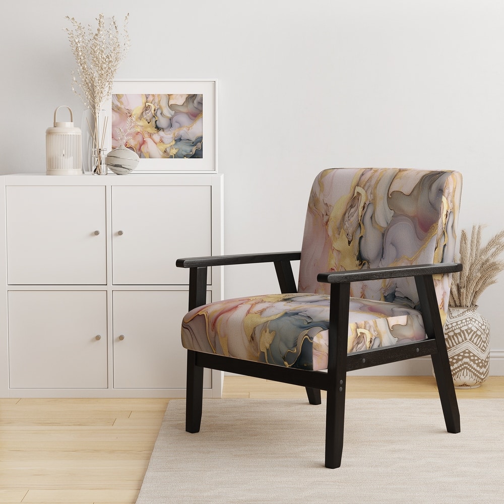 Designart "Segment Layers of Marbled Rock" Upholstered Fractals Accent Chair and Arm Chair