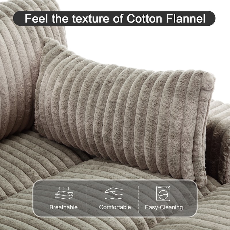 Modern Modular Flannel Fabric Upholstered Sectional Sofa with Square Arm