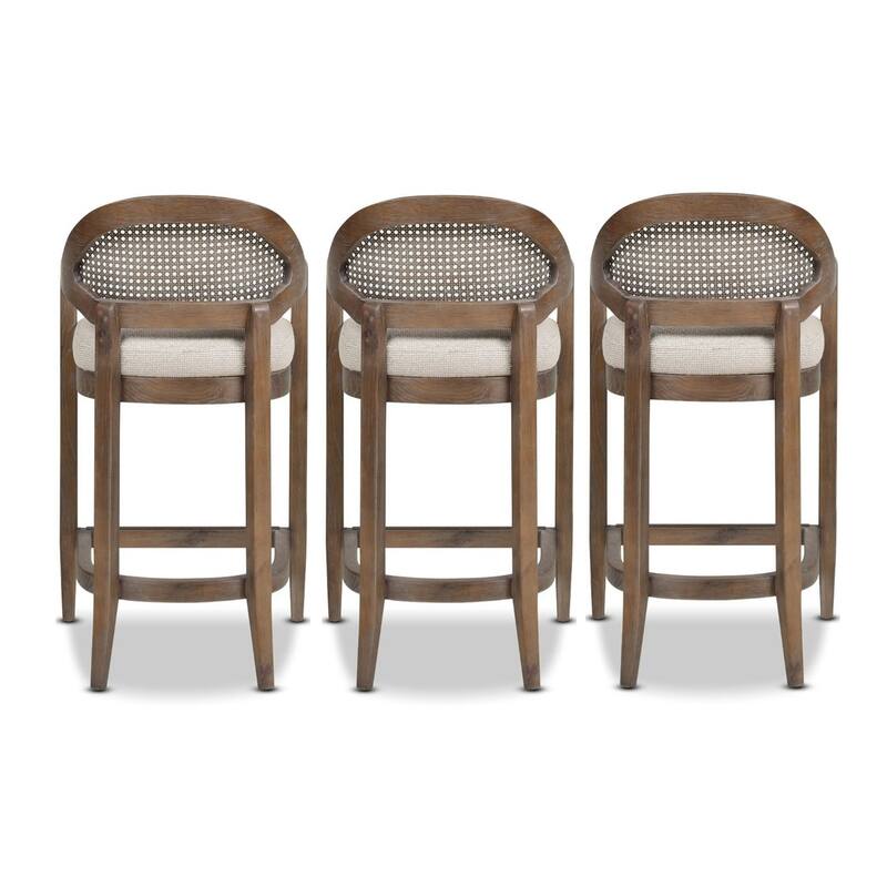 Americana Mid-Century Modern Rattan Cane Back Counter and Bar Stool
