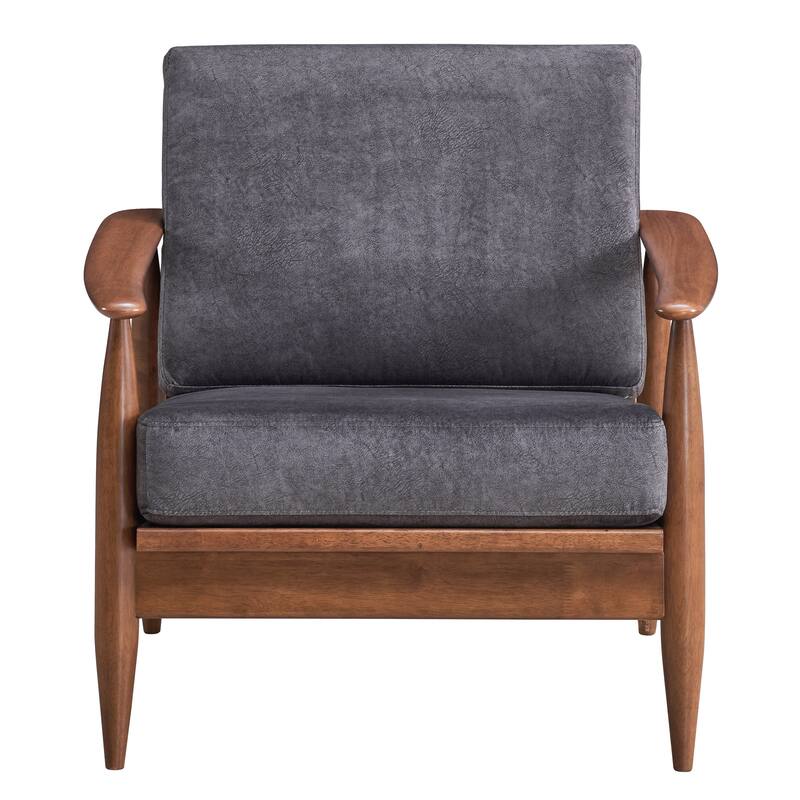 Charcoal And Brown Accent Chair with Removable Cushion