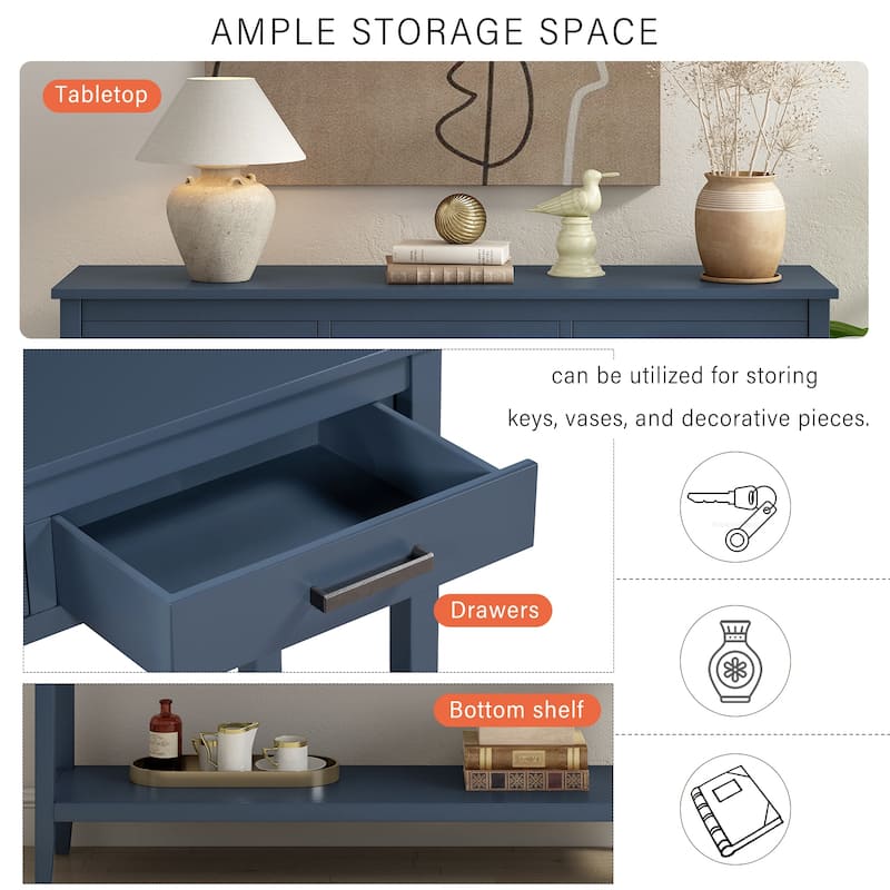 3-Drawer Console Table with 1 Shelf