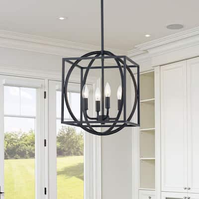 KAWOTI 60.5" Adjustable 4-Light Geometric Pendant Light
