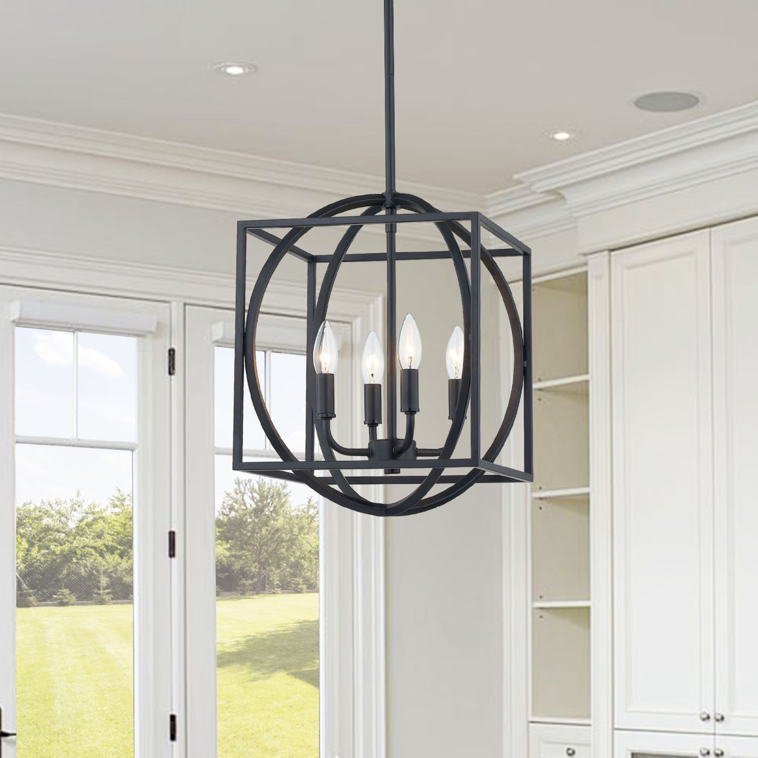 KAWOTI 60.5" Adjustable 4-Light Geometric Pendant Light