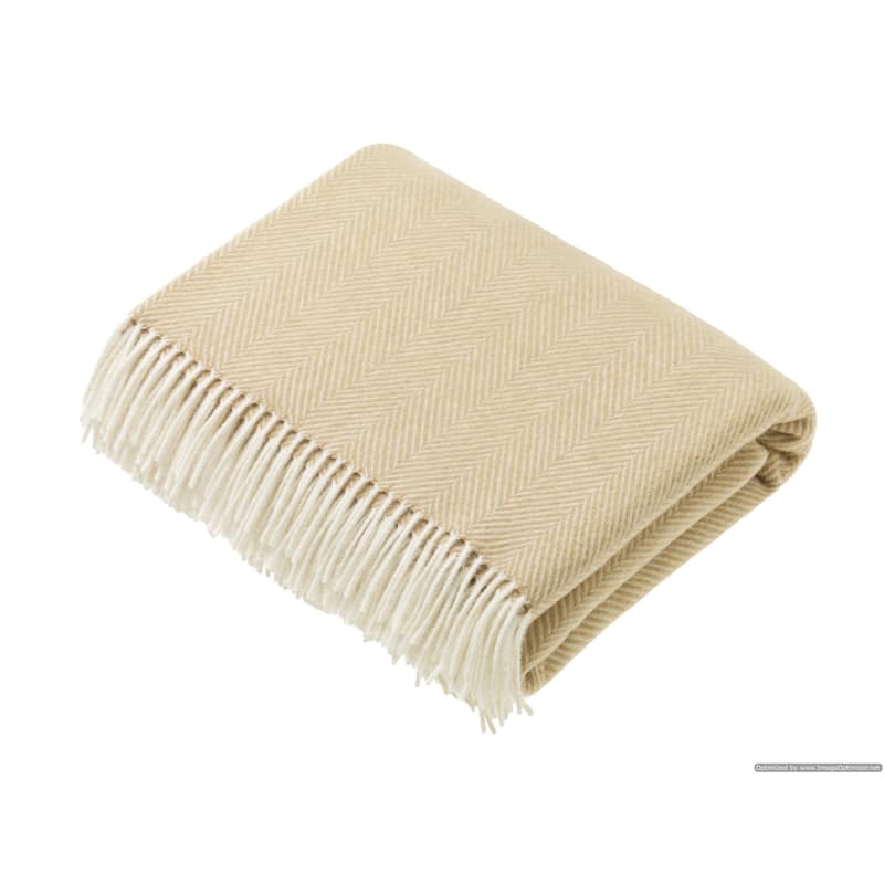 Merino Lambswool Throw Blanket - Herringbone Pattern, Made in England