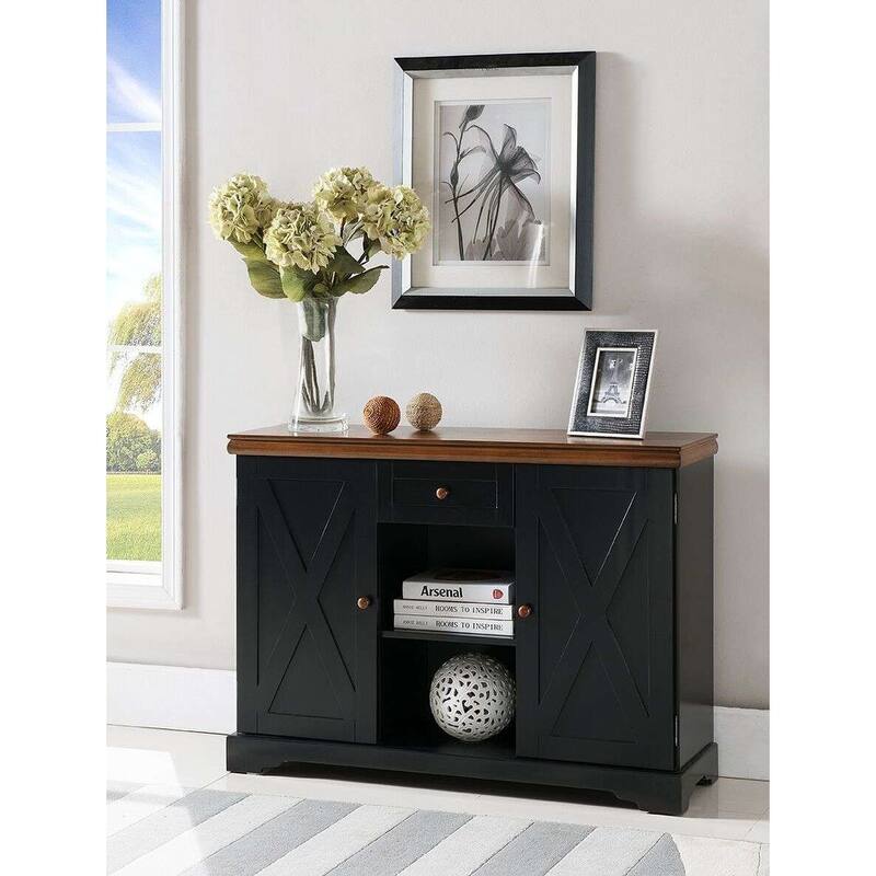 Wood Sideboard Buffet Cabinet Console Table - Black