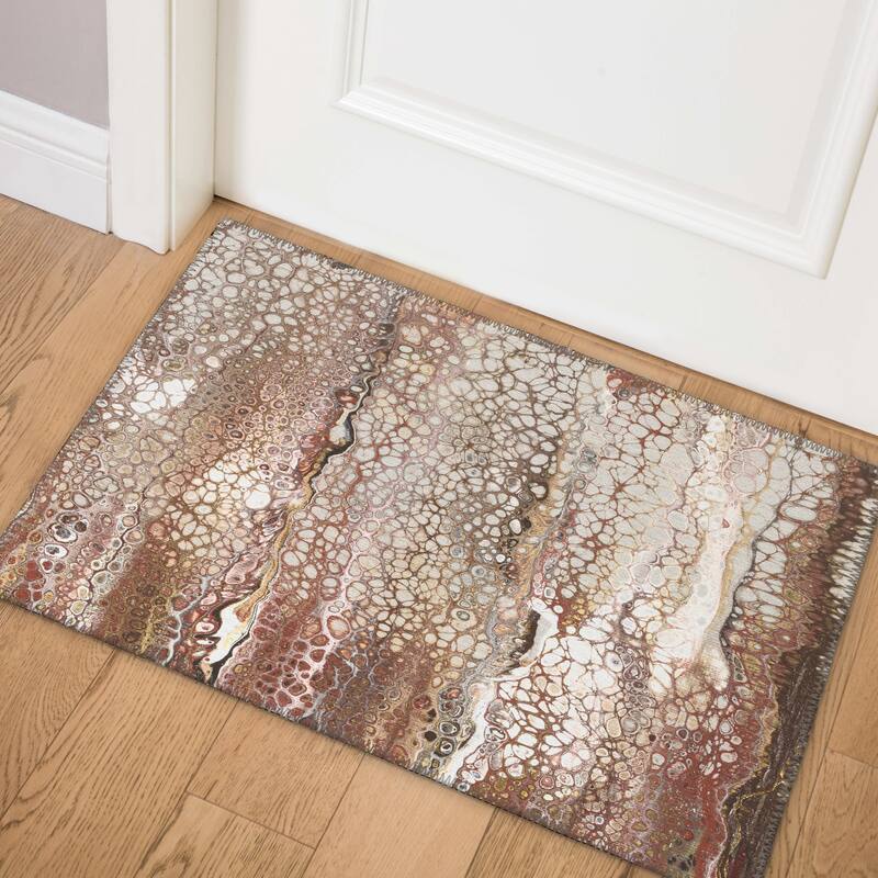Indoor/ Outdoor Addison Karina Abstract Area Washable Rug - 1'8" x 2'6" - Riverbed