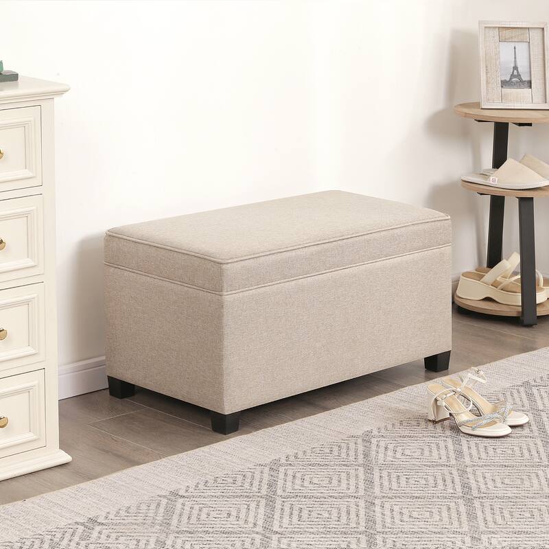 Adeco Linen Storage Ottoman Bench for Entryway or Bedroom