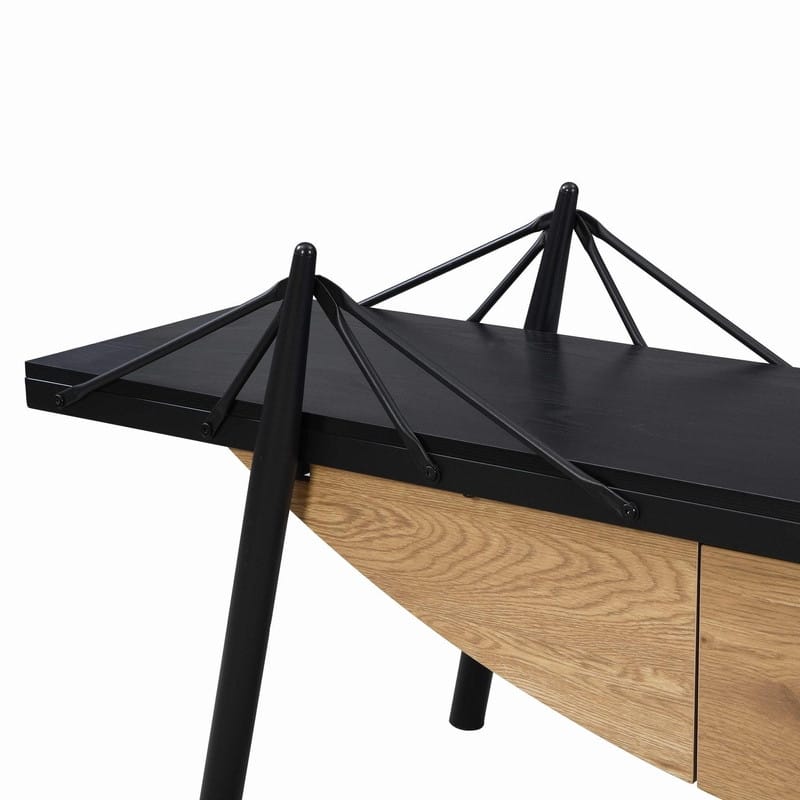 70.87" Modern Entertainment Center with Drawer, Wood Sailboat-Shaped TV Stand Media Console Table