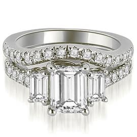 Emerald Bridal Sets Wedding Ring For Less 14k White Gold Lucida Three Stone Diamond Emerald Cut Bridal Set