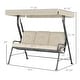 preview thumbnail 3 of 23, Outsunny Outdoor Patio Porch Swing Bench with Included Adjustable Shade Awning & Comfort Padded Seating for Three People