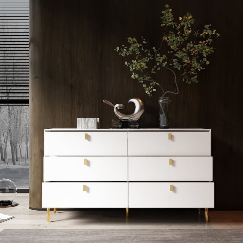 6 Drawers Storage Dresser Mid Century Chest of Drawer Sideboard