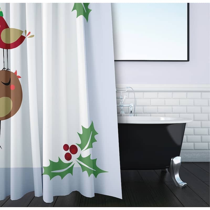 Christmas Birds Shower Curtain