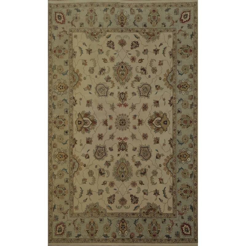 Hand Knotted Oriental 100% Wool Carpet Traditional All-Over Beige & Ivories Peshawar Area Rug - 13' 11'' X 9' 11''