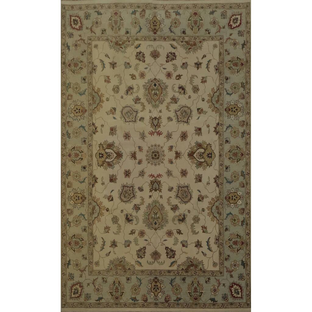 Hand Knotted Oriental 100% Wool Carpet Traditional All-Over Beige & Ivories Peshawar Area Rug - 13' 11'' X 9' 11''