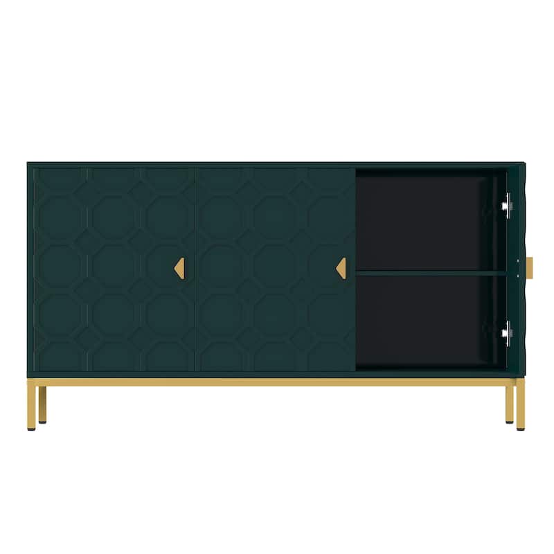 Clihome 3 Door Glossy Media Storage Sideboard Accent Cabinet