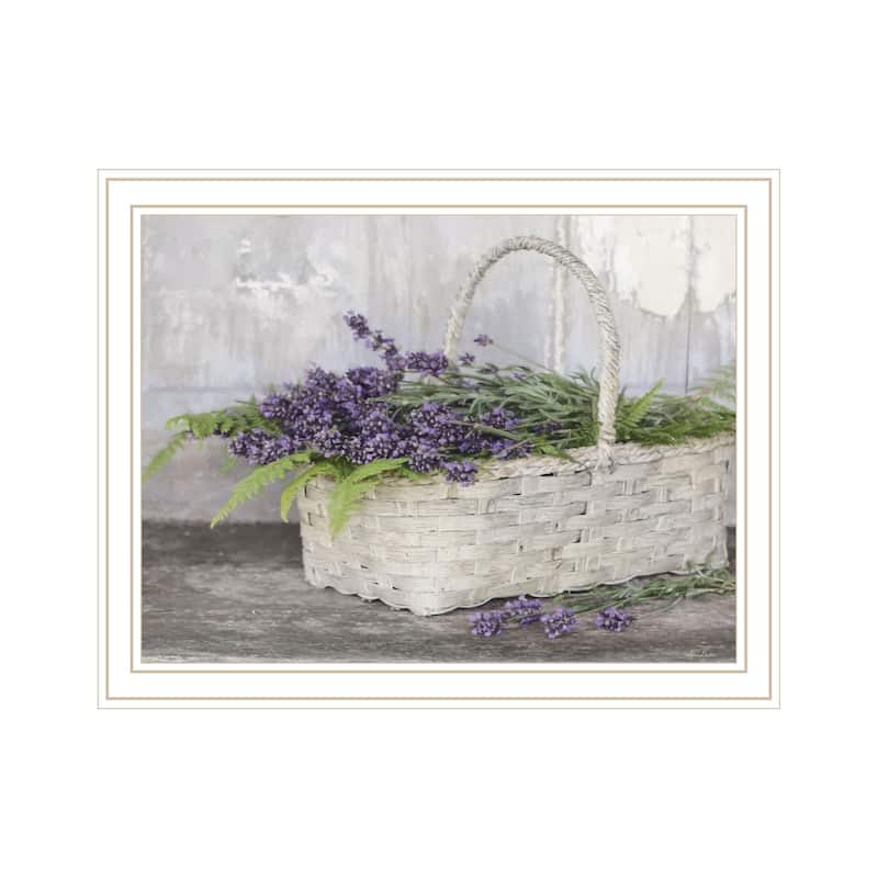 TrendyDecor4U Contemporary "My Lavender" Framed Print Wall Art - White