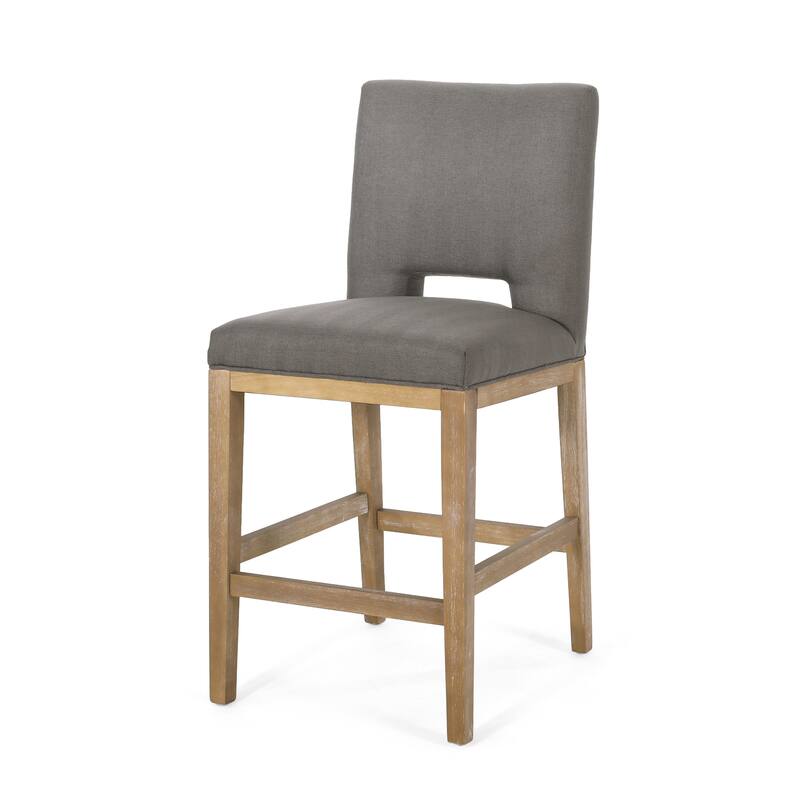 Roomfitters Upholstered Counter Stool, 26" Padded Kitchen Island Chair with Wood Legs, Grey