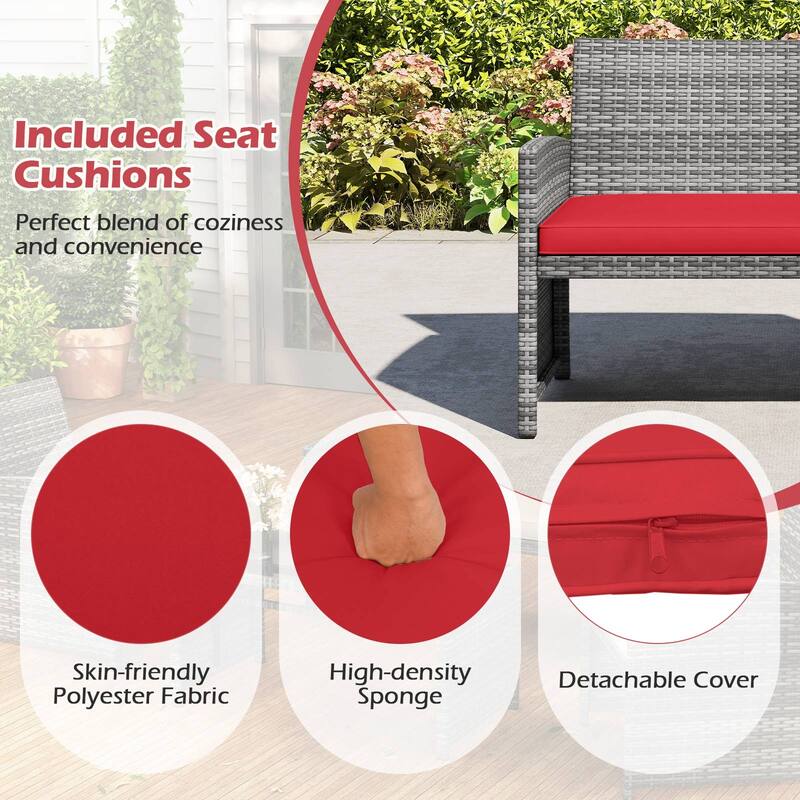 Gymax 2PCS 4 Piece Patio Furniture Set Outdoor Wicker Conversation Set