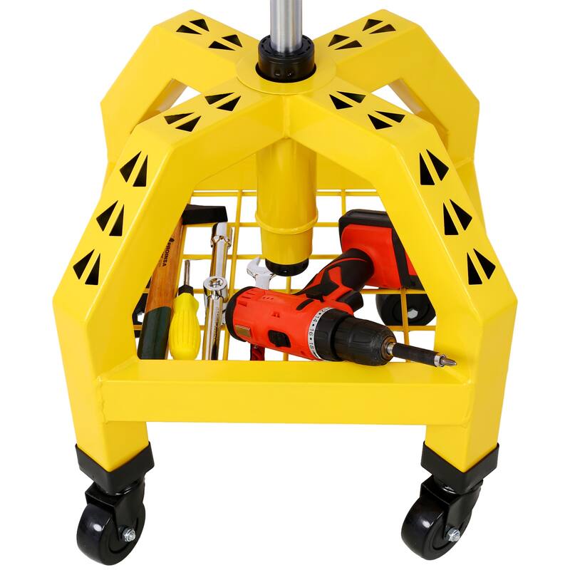Pneumatic 360 Degree Swivel Shop Stool with Padding Lumbar Support Mechanics Stool with Casters for Industrial Workshop