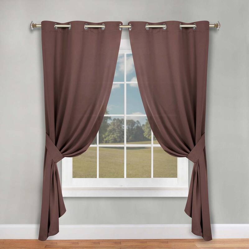 Superior Solid Machine Washable Room Darkening Grommet Blackout Curtains, Set of 2