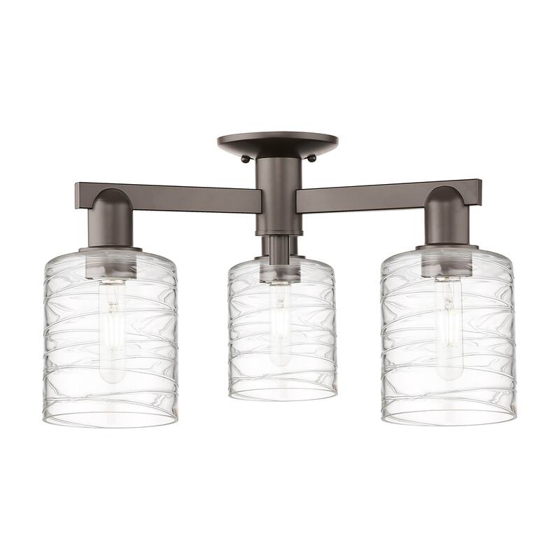Innovations Lighting Endless Possibilities Arcadia - Cobbleskill - 3 Light 23" Semi-Flush Mount - Deco Swirl/Oil Rubbed Bronze
