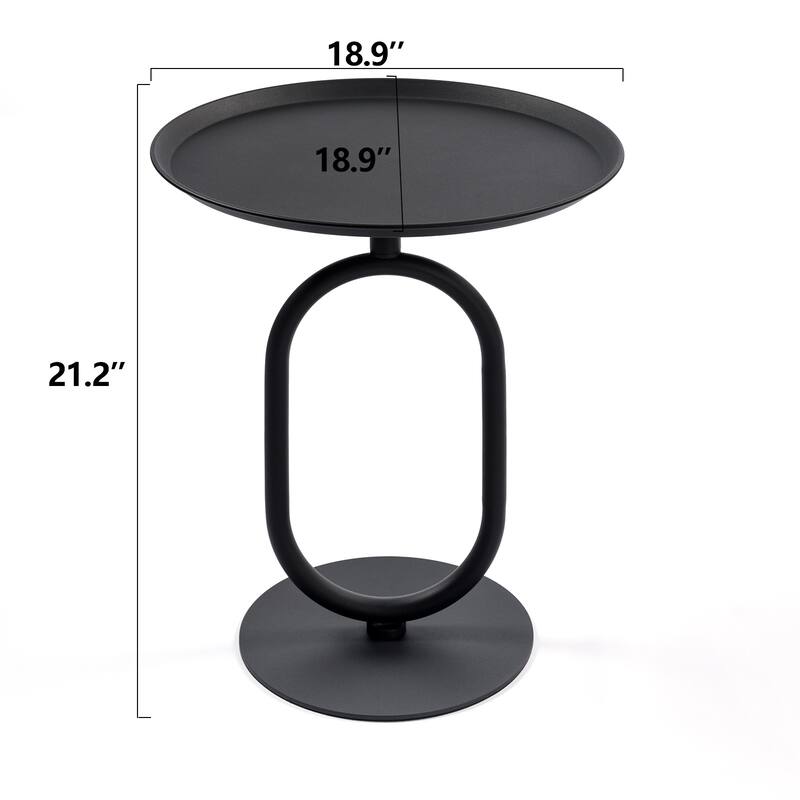 Lantern-shaped Metal End Table, Small Round Side Table, Modern Coffee Drink Cocktail Table