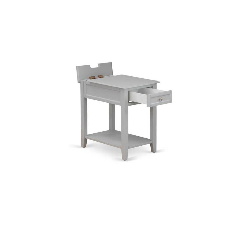 Modern End Table Nightstand - Rectangle Bedside Table with Drawer & USB Ports - Bedroom Furniture - 24
