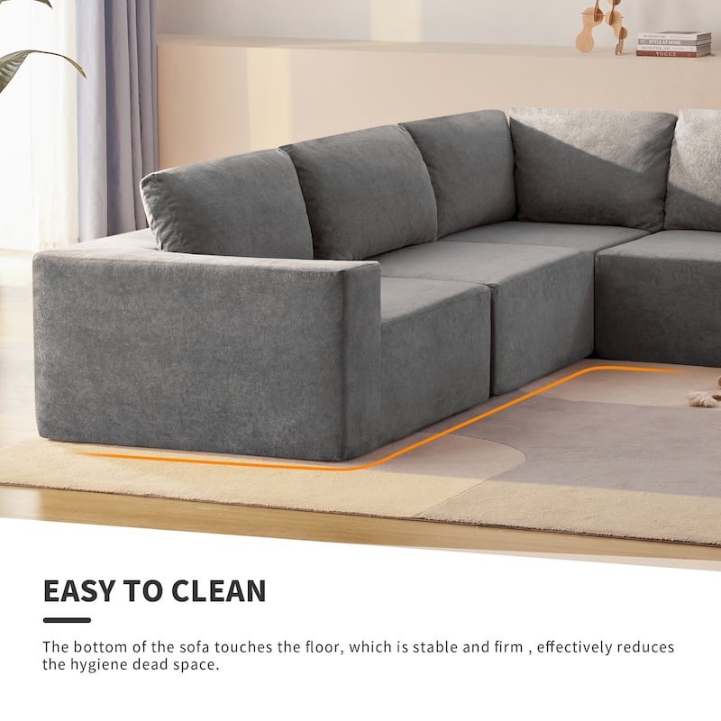 L Shaped Sectional Sofa, Upholstered Couch Set, Foam-Filled Sofa