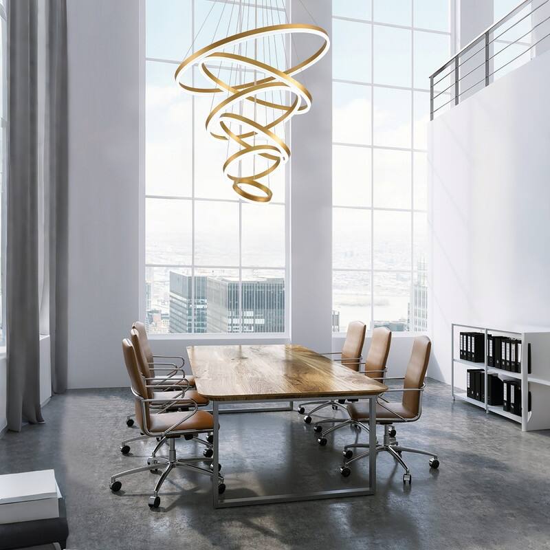 Modern LED Ring chandelier Large High Ceiling Chandelier