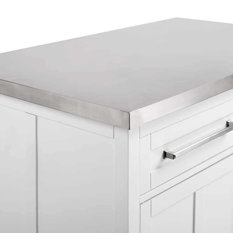 Crosley Silvia Stainless Steel Top Kitchen Island - 28"d x 46"w x 36.5"h