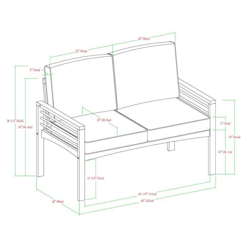 Middlebrook Acacia and Metal Outdoor Love Seat with Cushions