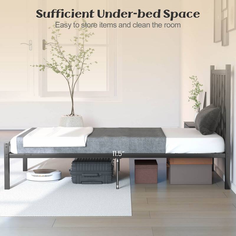 Costway Twin/Full/Queen Size Platform Bed with Headboard 11.5" Under