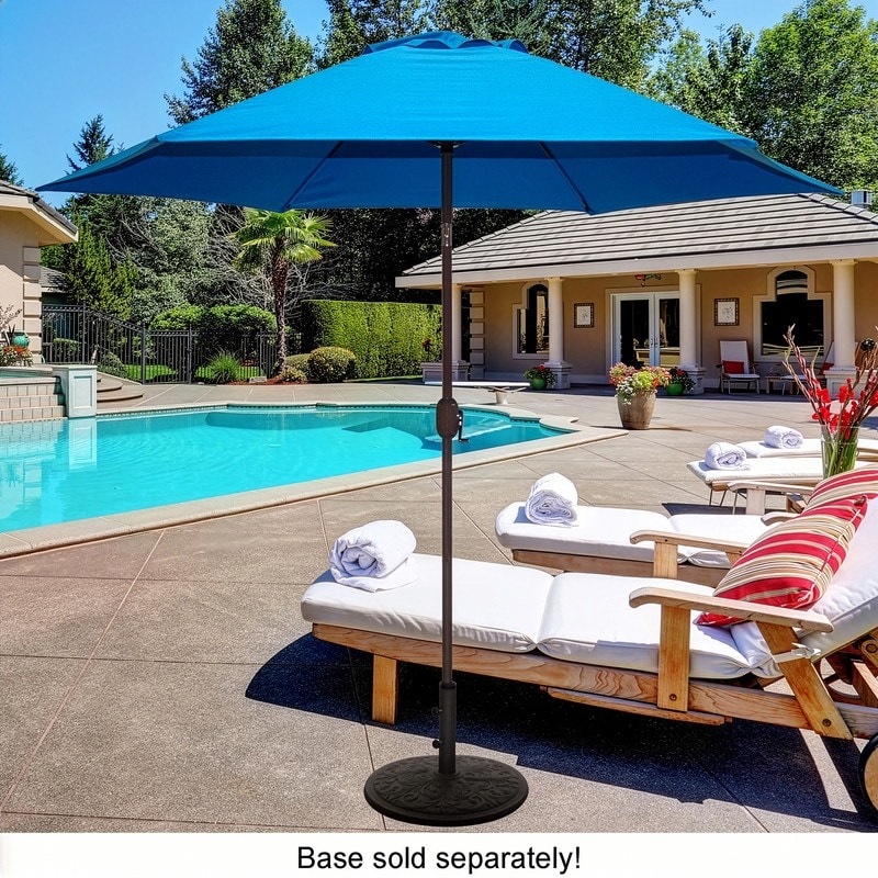 9 blue patio umbrella Foot Auto-Tilt Market Jockey Red Tilt Round Patio Umbrella Navy Blue Crank & Tilt