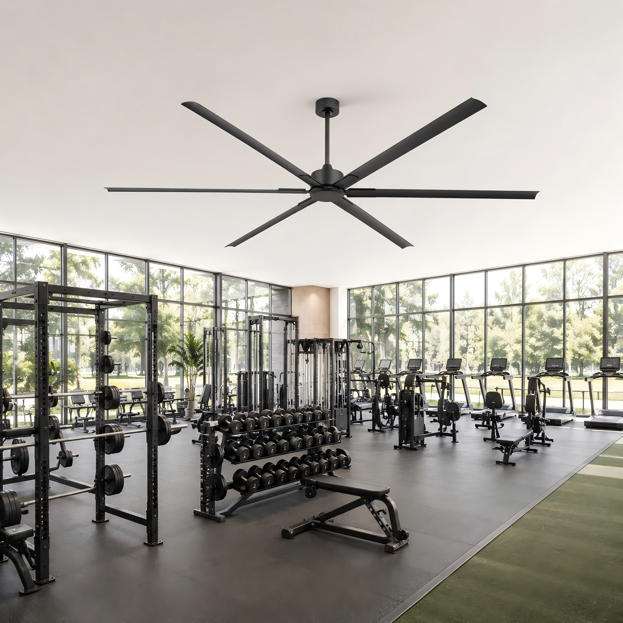 120-Inch HVLS Industrial Ceiling Fan with Remote, 6 Aluminum Blades, Reversible DC Motor, 6-Speed Large Commercial Ceiling Fan