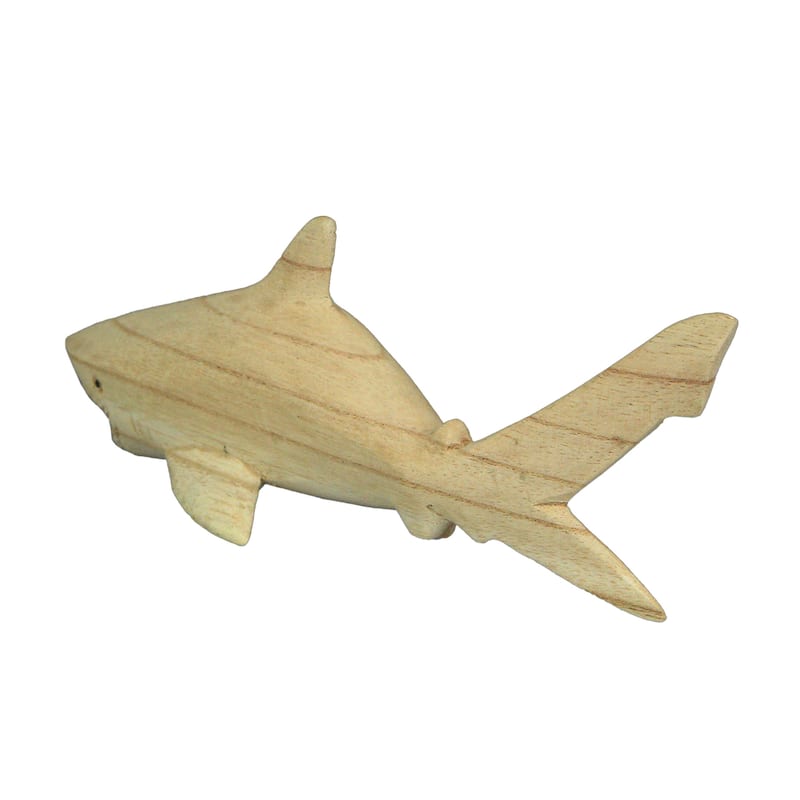 8 Inch Hand Carved Imitation Shark Wooden Sculpture Figurine Beach Home Decor - 2.75 X 8 X 2.75 inches