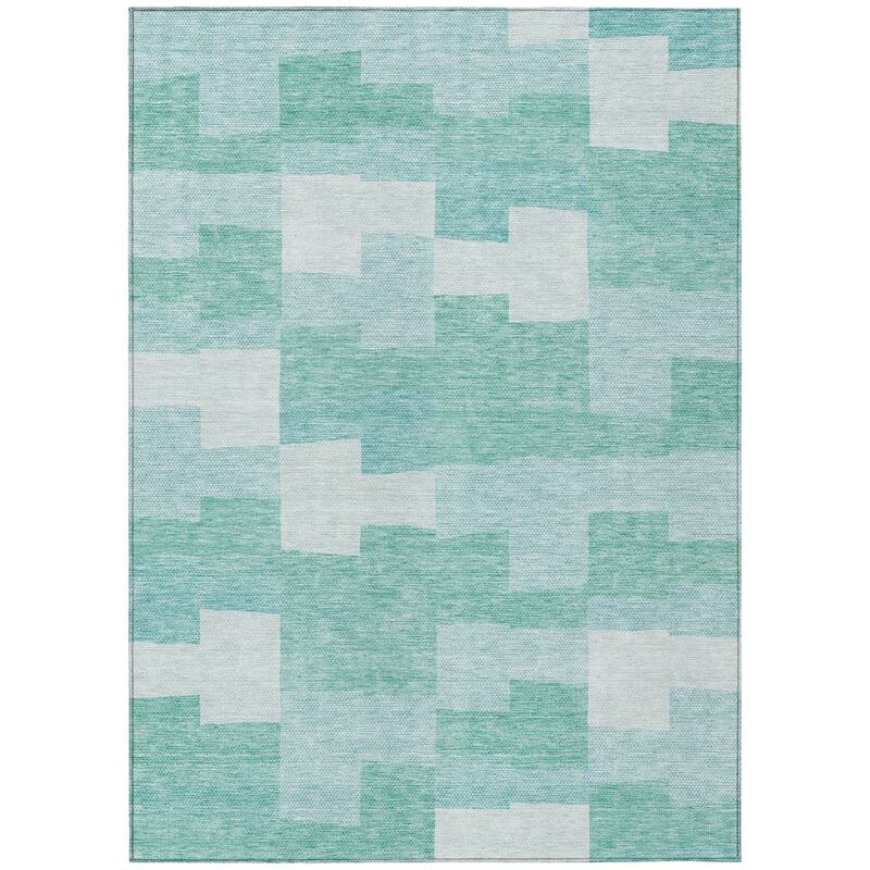 Machine Washable Indoor/ Outdoor Chantille Contemporary Blocks Rug