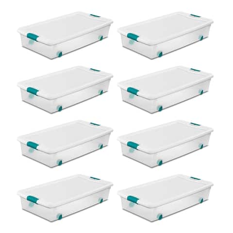 Sterilite 56 Quart Latching Stackable Wheeled Storage Container w/ Lid, (8 Pack) - 40